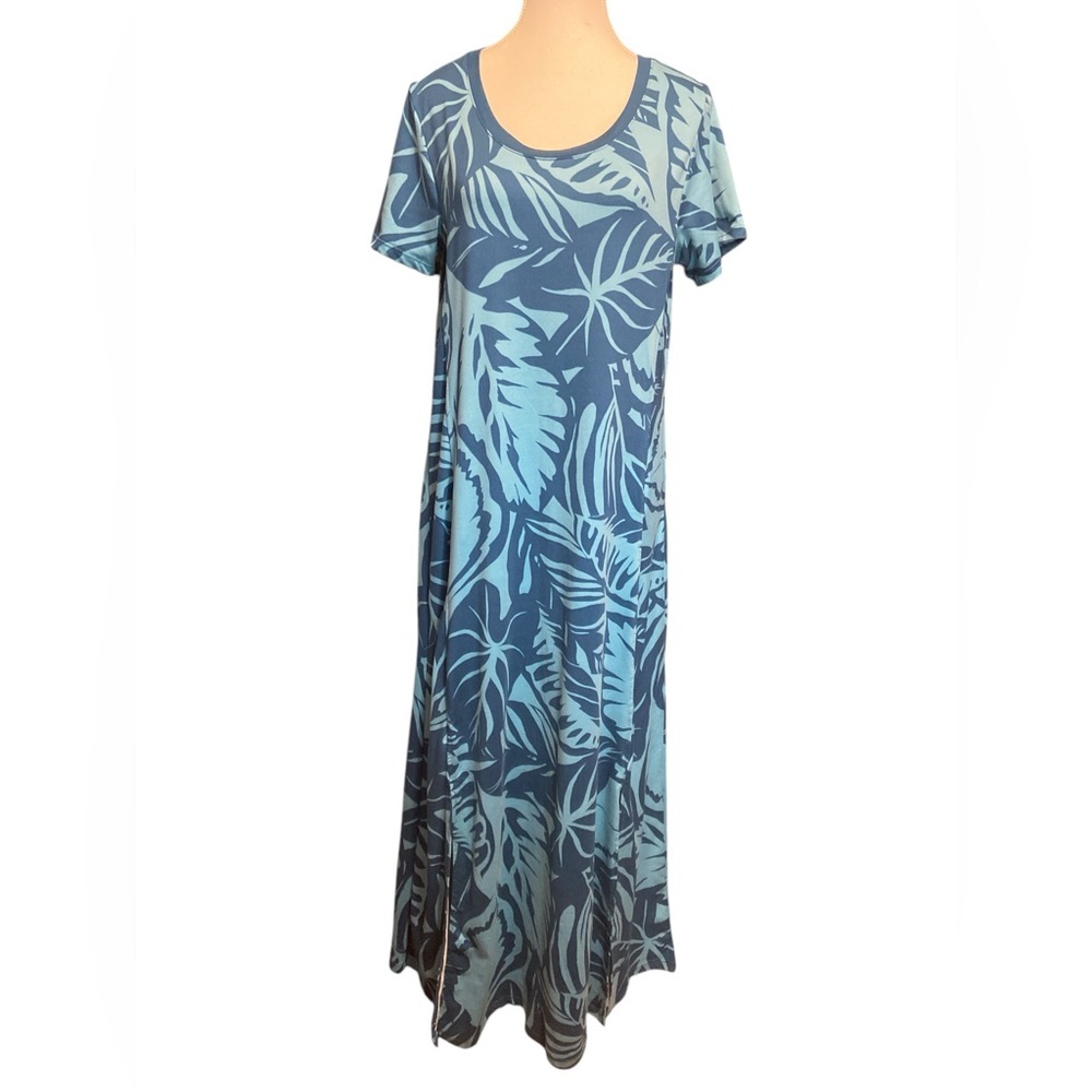 Eddie Bauer Blue Leaf Print Maxi Dress​